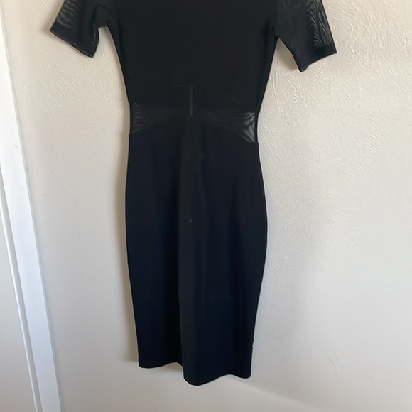 French Connection Black Mesh Cutout Cocktail Midi Dress Bodycon - Picture 6 of 6